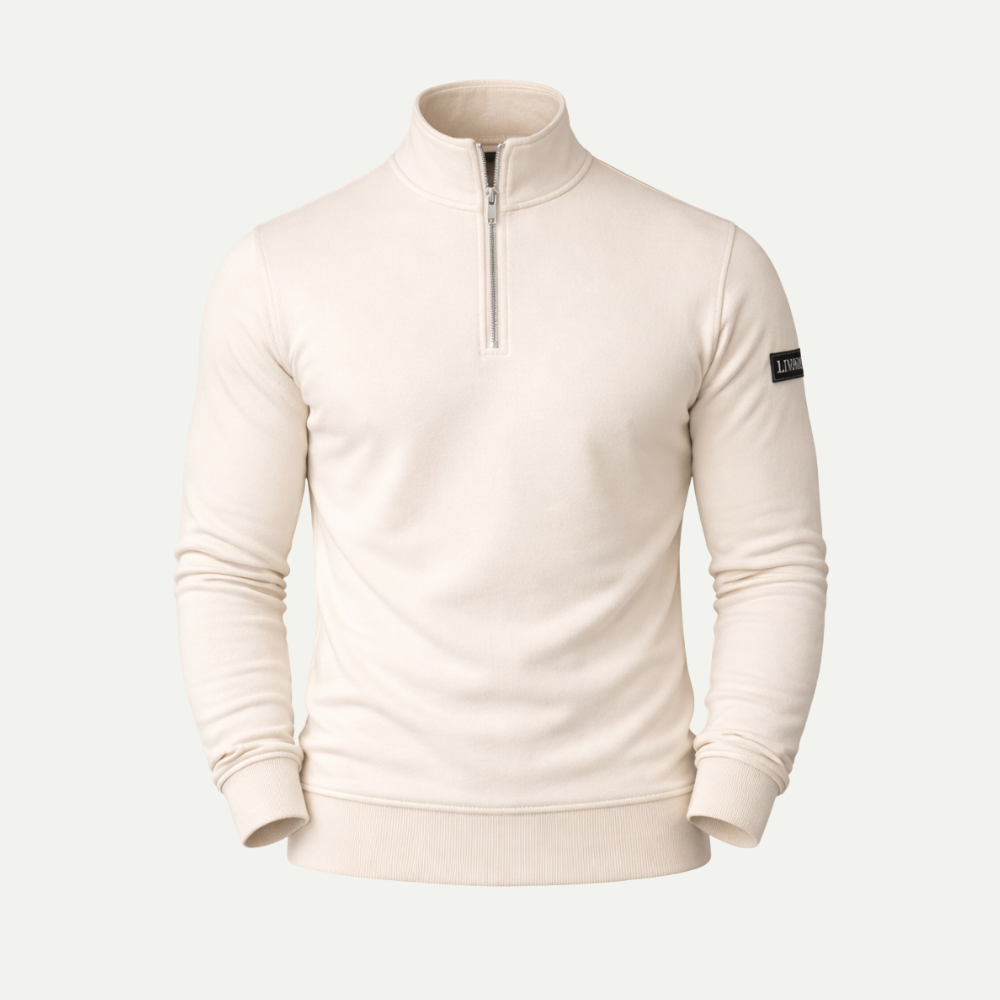 LIVARO QUARTER ZIP POLO BEIGE