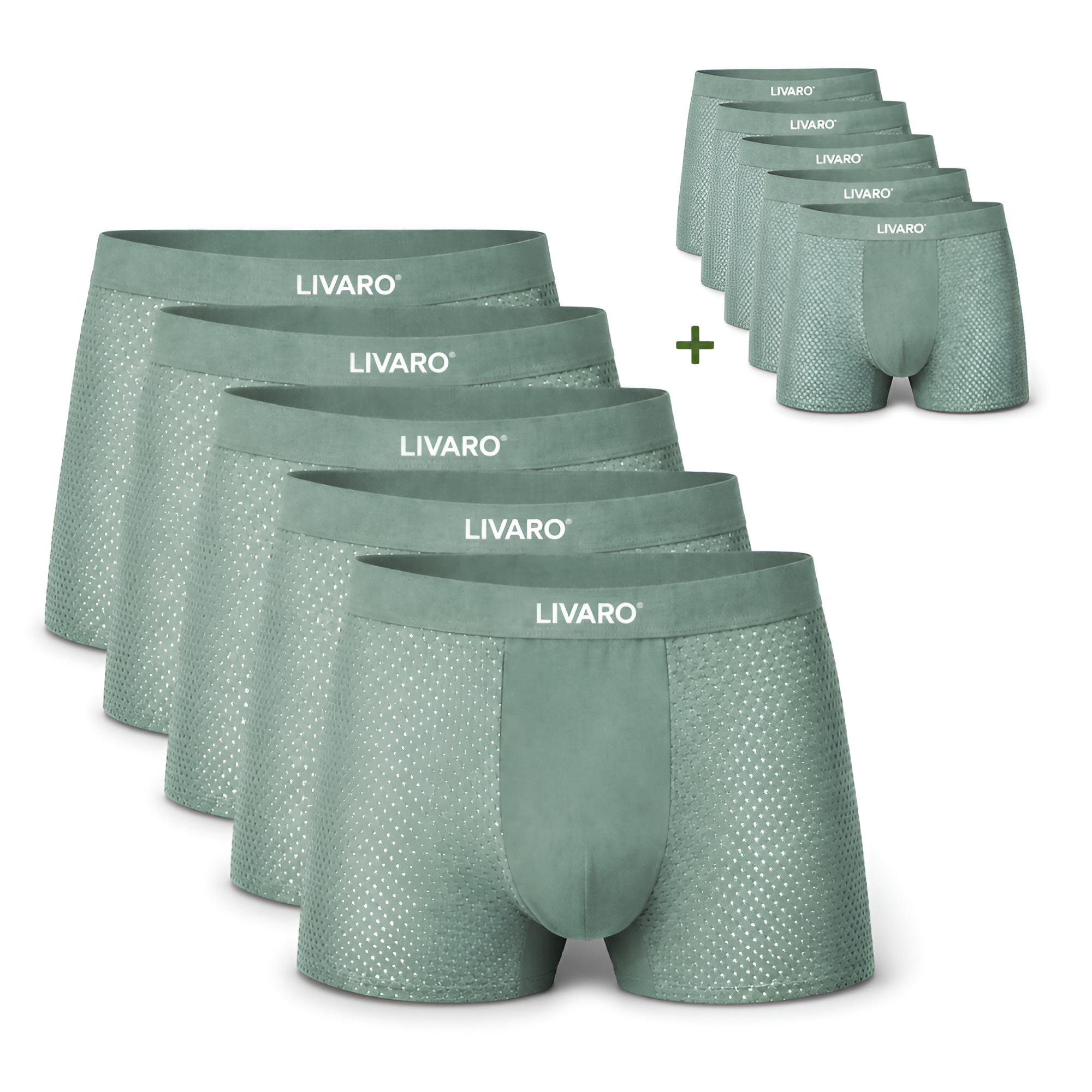 LIVARO® Essentials Boxer Trunks 5-Pack Green | + 5 FREE