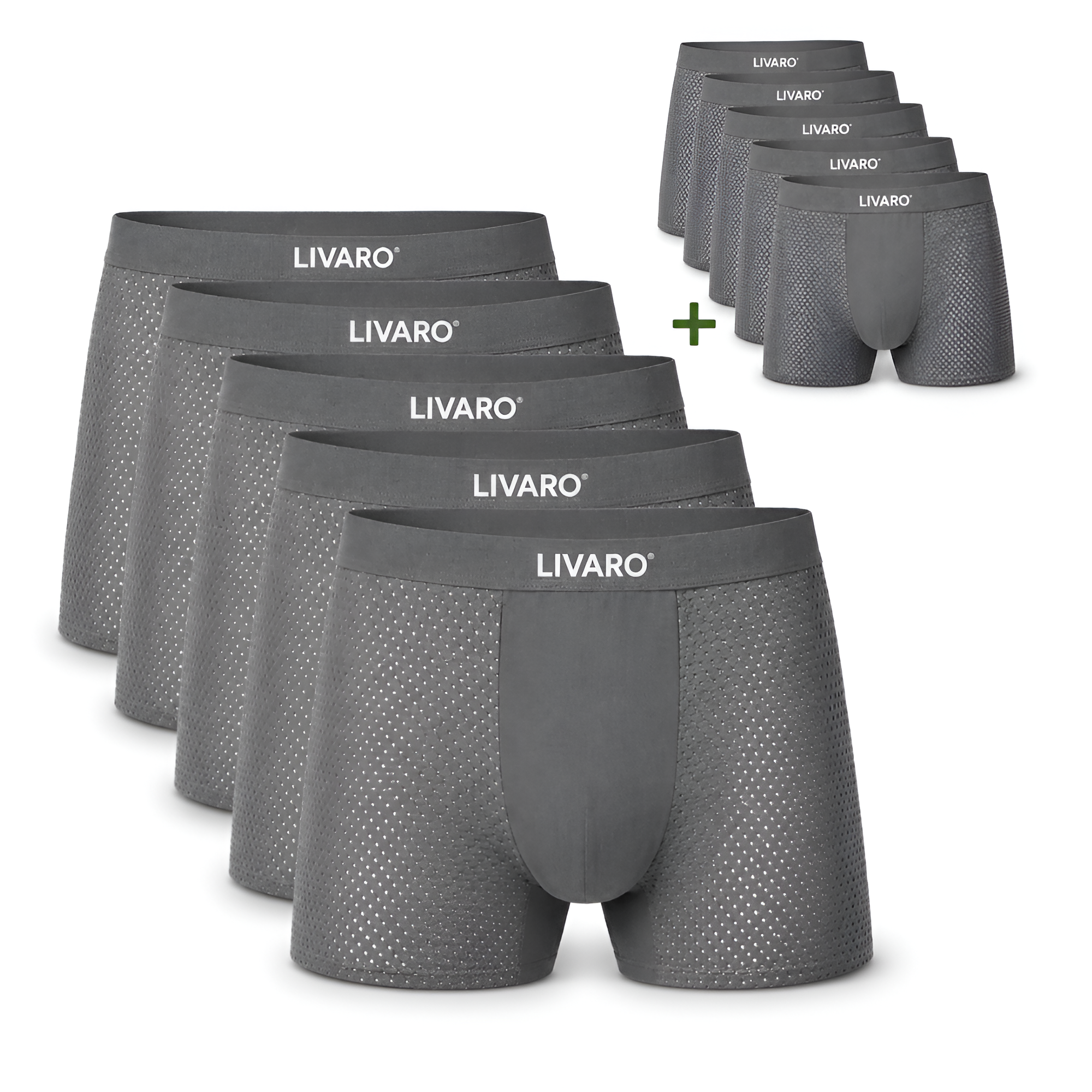 LIVARO® Essentials Boxer Trunks 5-Pack Grey | + 5 FREE