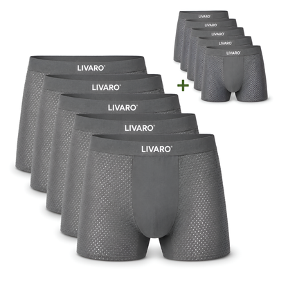LIVARO® Essentials Boxer Trunks 5-Pack Grey | + 5 FREE